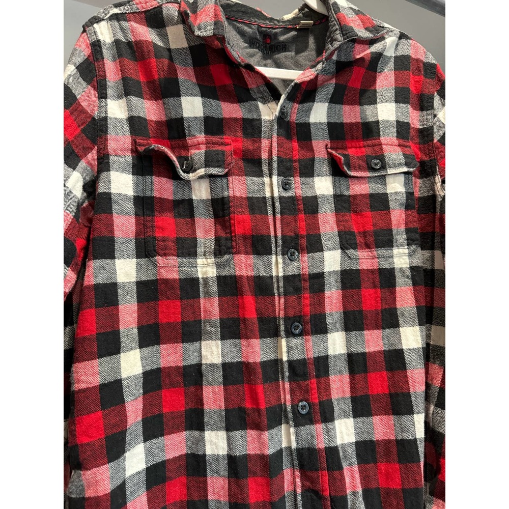 Woolrich Men's Flannel Long-Sleeve Shirt Size Large Red Black - Picture 1 of 7